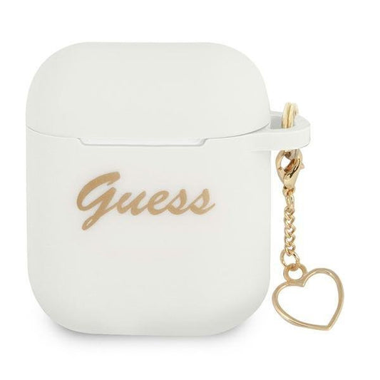 Guess GUA2LSCHSH AirPods 1/2 cover hvid/hvid Silikone Charm Heart Collection