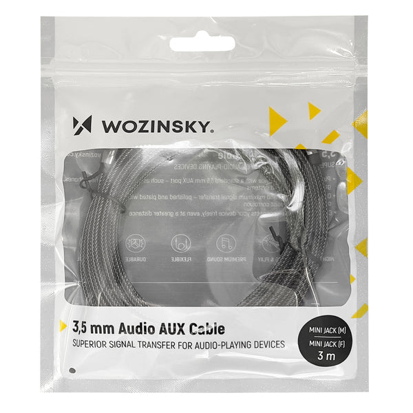Wozinsky mini jack forlængerkabel (hun-han) AUX forlænger 5 m sort