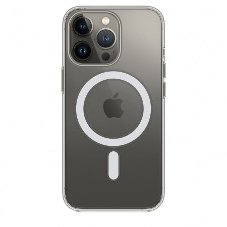 Et gennemsigtigt cover til en iPhone 13 Pro mobiltelefon
